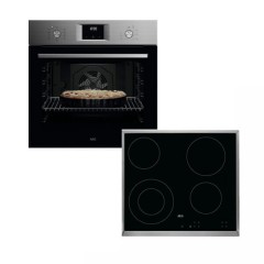 AEG OA5AB211SS + HK624010XB Φούρνος άνω Πάγκου 72lt με Κεραμικές Εστίες Π56εκ. Γκρι